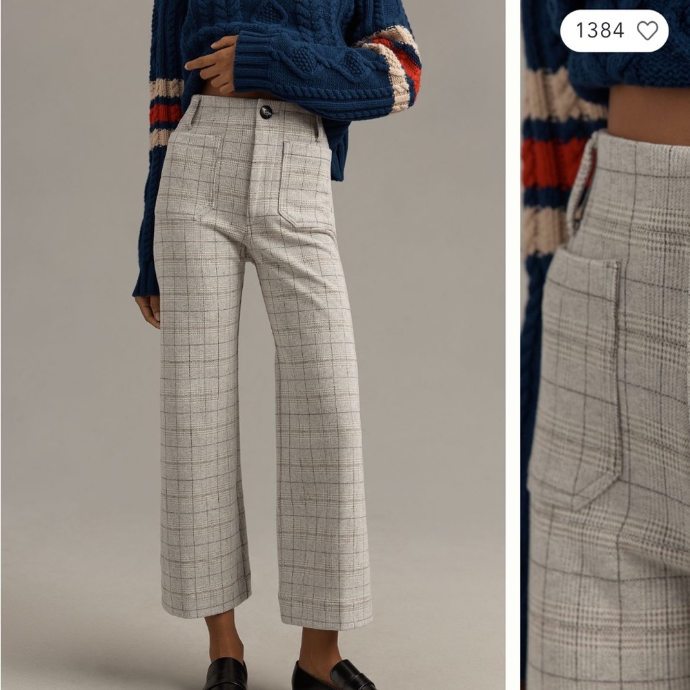 Maeve Colette knit grey plaid pant